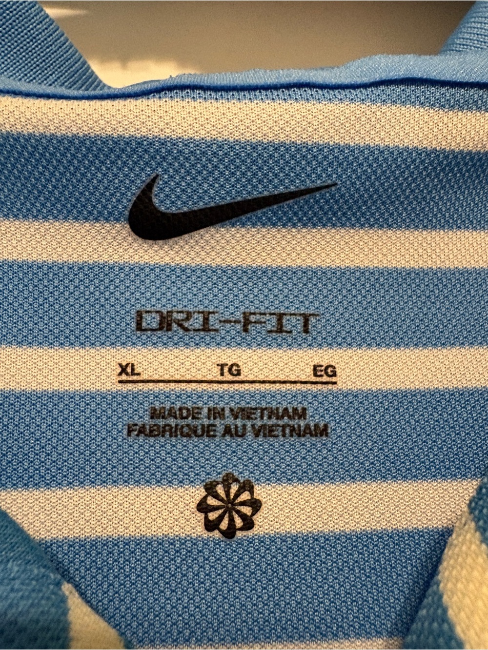 Nike Men’s Light Blue and White Striped Polo - Picture 4 of 6